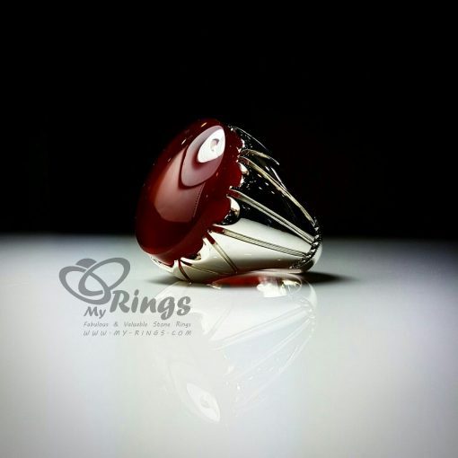 Red Yemeni Agate with Handmade Silver Ring MR0001