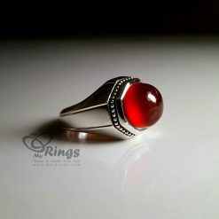 Red yemeni agate with handmade silver ring