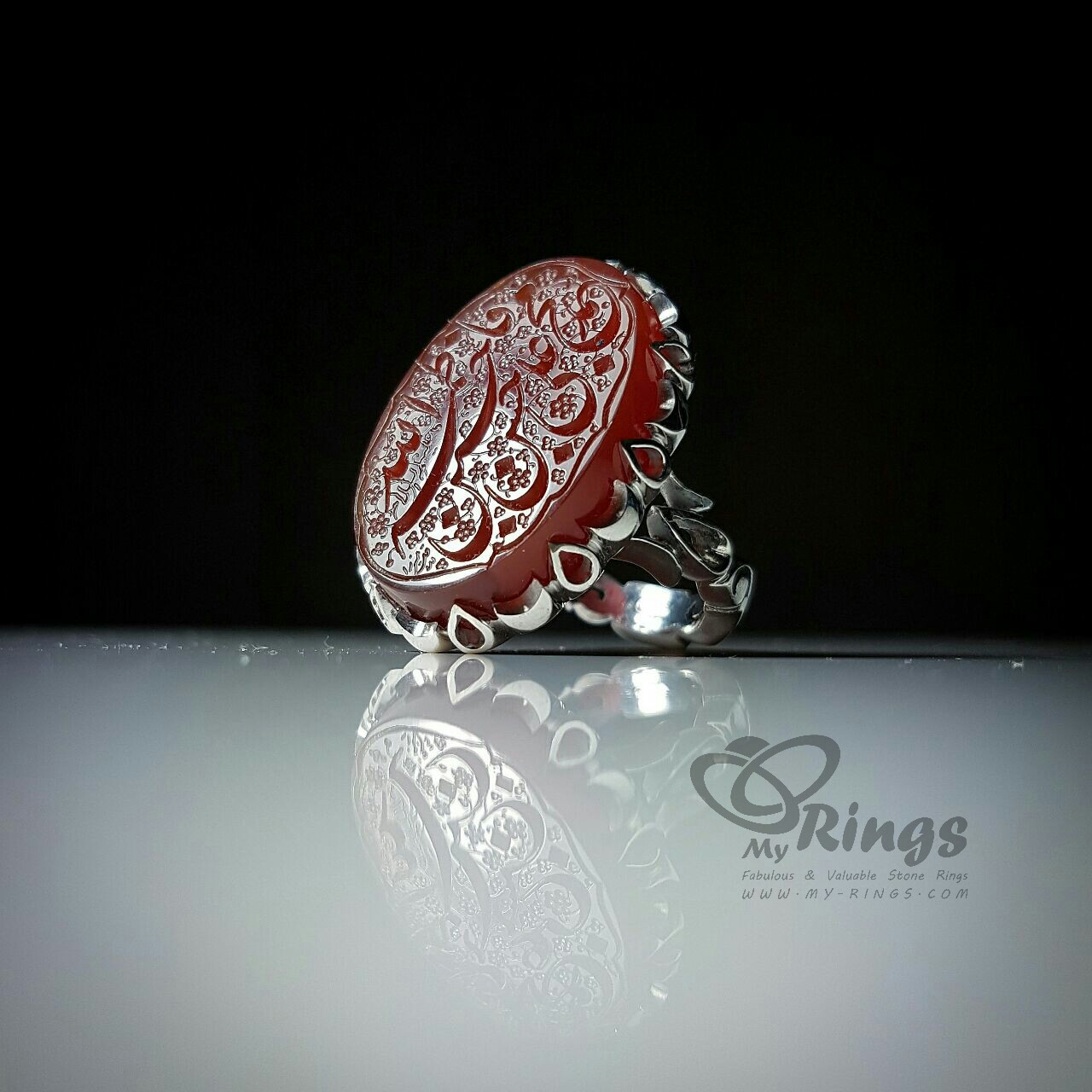 Red-Brown Yemeni Agate with Handmade Silver Ring MR0013