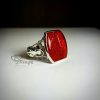 خاتم فضة مصنوع يدوياً من الأحجار الطبيعية العقيق الأحمر MR0014