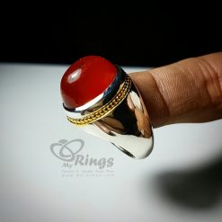 Red Yemeni Agate with Handmade Silver Ring MR0016