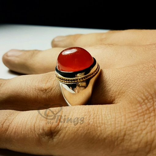 Red Agate with Handmade Silver Ring MR0016