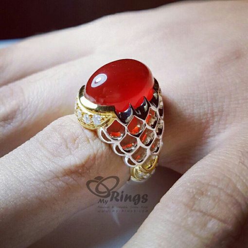 Red Agate with Handmade Silver Ring MR0018