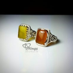 Natural Agate with Sharaf Al Shams Hirz With Silver Ring MR0031