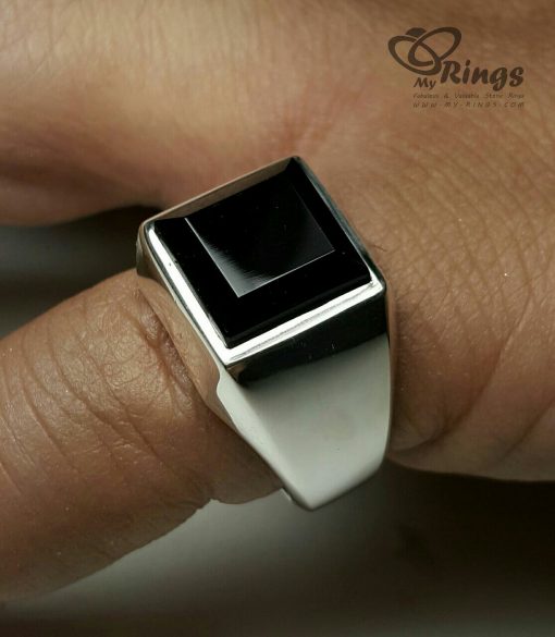 Handmade Silver Ring With Original Black Yemeni Agate Jaz MR0040