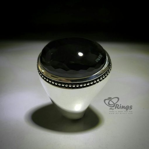 Handmade Silver Ring With Original Black Yemeni Agate Jaz MR0041