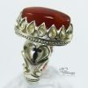 حجر العقيق اليمني الأحمر مع خاتم فضة مصنوع يدوياً