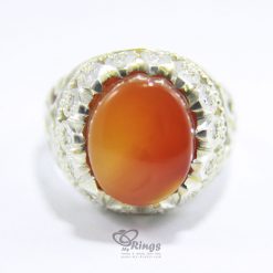 Orange Yemeni Agate with Handmade Silver Ring MR0044