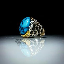Original Neyshaburi Turquoise With Handmade Silver Ring
