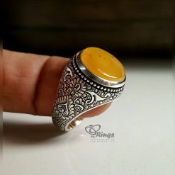Orange Yemeni Agate with Handmade Silver Ring MR0050