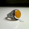Orange Yemeni Agate with Handmade Silver Ring