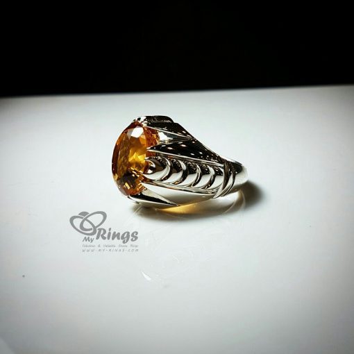 Natural Yellow Citrine With Handmade Silver Ring