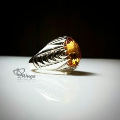 Natural Yellow Citrine With Handmade Silver Ring MR0054