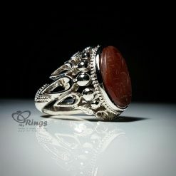 Red Yamani Aqeeq with Handmade Silver Ring