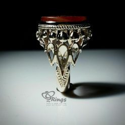 Red Yamani Aqeeq with Handmade Silver Ring MR0058