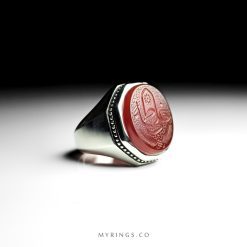 MR0059 Handmade Silver Ring With Original Brown Yemeni Agate