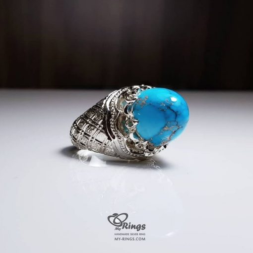Original Nishapur Turquoise With Handmade Silver Ring