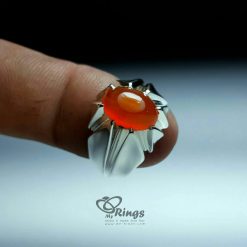 Orange Yemeni Aqiq With Handmade Silver Ring MR0067
