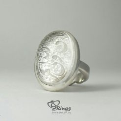 خاتم فضة مصنوع يدوياً مع حجر دُر النجف الأصلي عالي الجودة