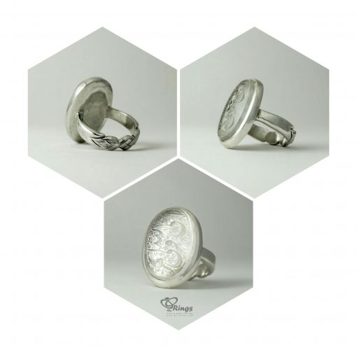 خاتم فضة مصنوع يدوياً مع حجر دُر النجف الأصلي عالي الجودة MR0070