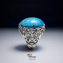 خاتم فضة مصنوع يدوياً مع الحجر الأصلي من نيشابور