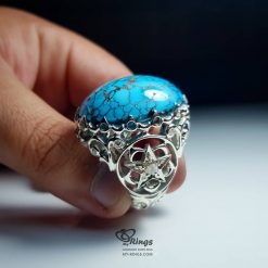 خاتم فضة مصنوع يدوياً مع الحجر الأصلي من نيشابور MR0073
