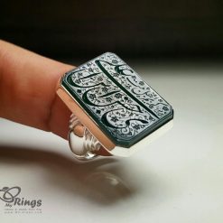 Handmade Silver Ring With Natural Green Stone (Jasper - Yashm)