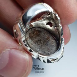 خاتم فضة مصنوع يدوياً مع حجر فيروز نيشابور الأصلي MR0076