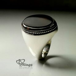 Black Yemeni Akeek Jaz With Handmade Silver Ring MR0089