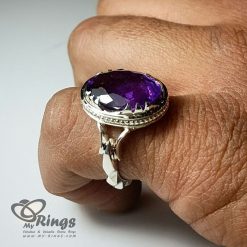 Natural Amethyst Stone With Silver Ring MR0093