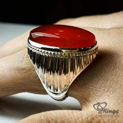 Handmade Silver 925 Ring With Original Red Yamani Aqeeq MR0094