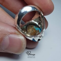 Neyshaburi Feroza With Handmade Silver Ring MR0097