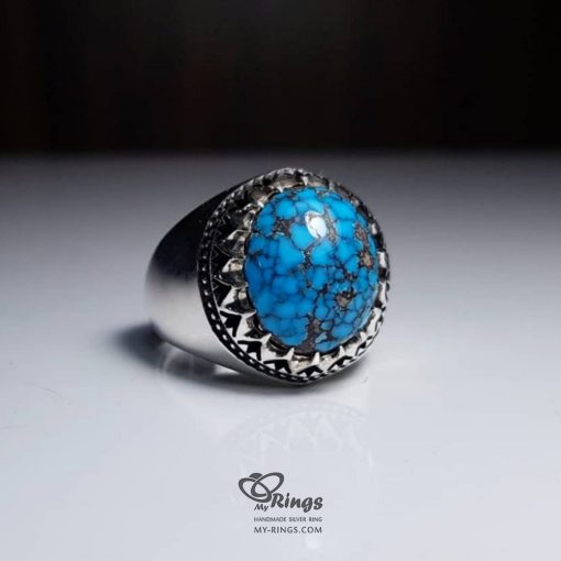 Unique Neyshaburi Turquoise With Handmade Silver 925 Ring