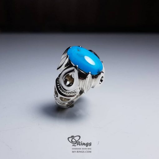 Blue Turquoise With Handmade Silver Ring