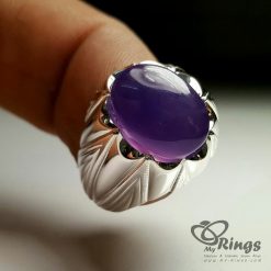 Purple Yemeni Agate with Handmade Silver Ring MR0116