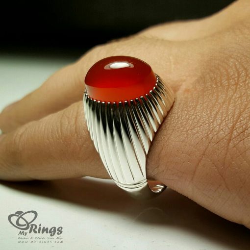Persian Handmade Silver 925 Ring With Original Red Yamani Aqeeq