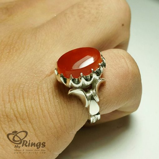Handmade Silver 925 Ring With Red Yamani Agate