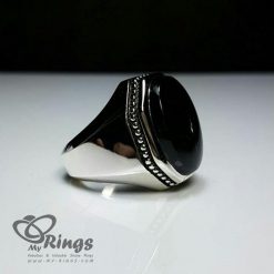Black Yemeni Aqeeq And Handmade Silver Ring