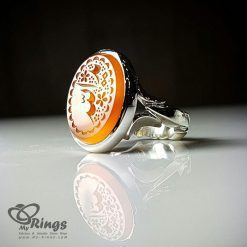 Natural Orange Agate With Silver 925 Ring