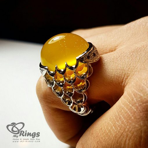 Yellow Agate With Silver 925 Ring