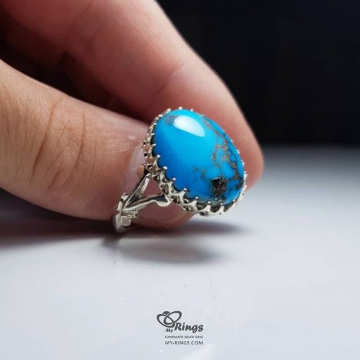 Natural Shajar Turquoise And Handmade Silver 925 Ring MR0146