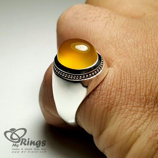 Natural Yellow Agate With Silver 925 Ring