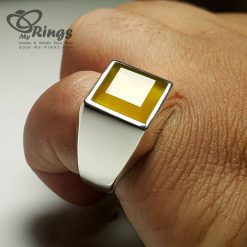 Natural Yellow Aqeeq With Silver 925 Ring