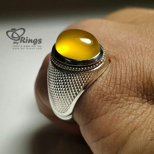 Natural Yellow Agate With Silver 925 Ring