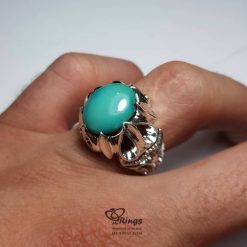 Blue Green Nishapur Firoz And Handmade Silver 925 Ring