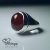 Classic Handmade Silver Ring And Red Yemeni Agate