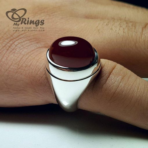 Classic Handmade Silver Ring And Red Yemeni Agate