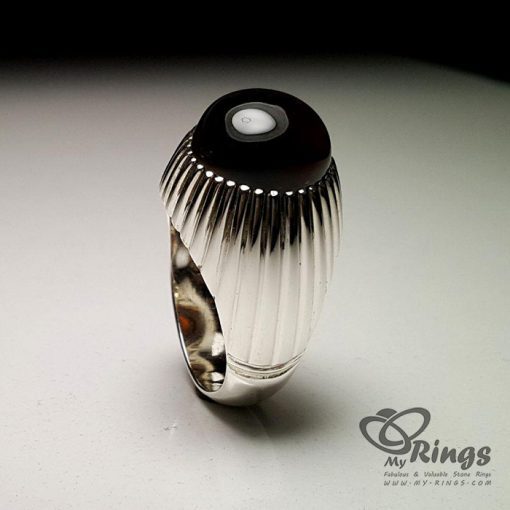 Black Yemeni Aqeeq And Handmade Silver Ring