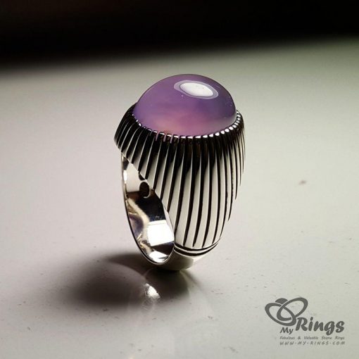 Purple Yamani Akeek with Handmade Silver Ring