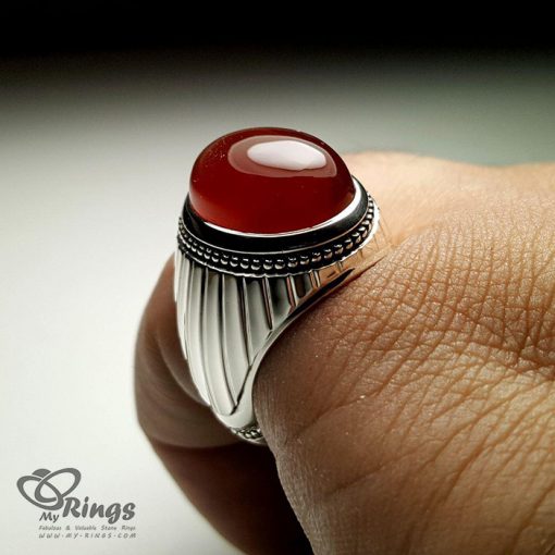 Handmade Silver Ring And Red Yemeni Agate
